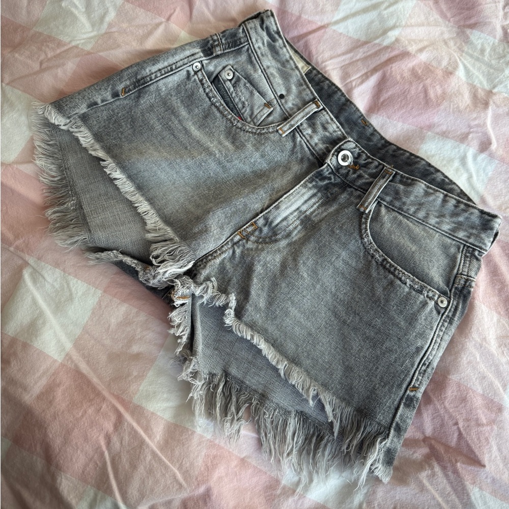 Diesel Women's Frayed Gray Jean Shorts